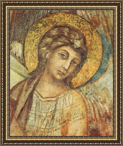 Giovanni Cimabue Framed Paintings - Madonna Enthroned with the Child, St Francis and four Angels [detail #1] by Giovanni Cimabue